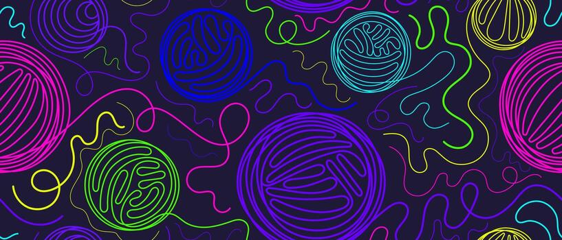 Balls of thread. colorful art line pattern vector