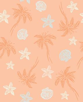 Illustration of a tropical pattern with beach elements. vector