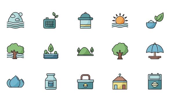 Nature and Environment Icon Set for Design. vector