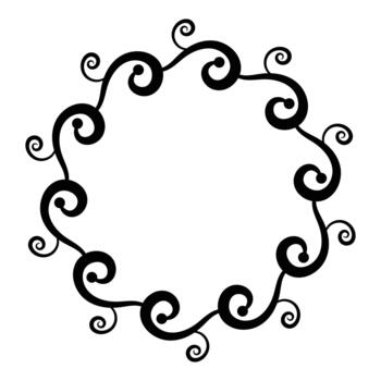 Seamless circle hand draw sketch design border. Ornamental circle frame, swirl, round ornament pattern, and curly symbols design isolated on white background. Flat illustration. vector