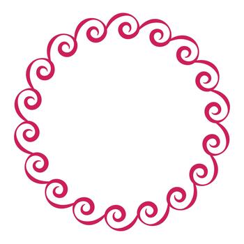 Seamless circle hand draw sketch design border. Ornamental circle frame, round ornament pattern, swirl and curly symbols design isolated on white background. Simple illustration. vector