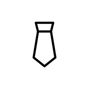 A minimalist black and white line drawing of a necktie, presented on a plain white background. Business and Management single line icon UI design. vector