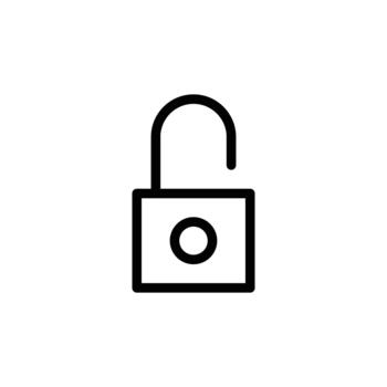 A minimalist black outline of an unlocked padlock, symbolizing security and access. Business and Management single line icon UI design. vector