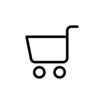 un minimalista negro contorno de un compras carro con dos ruedas negocio y administración soltero línea icono ui diseño. vector