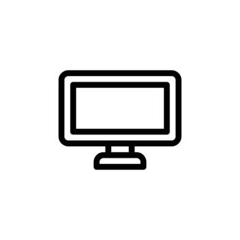 A minimalist line drawing of a computer monitor, featuring a clean design with a screen and stand. Business and Management single line icon UI design. vector