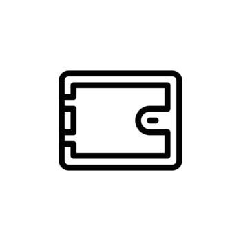 un minimalista negro y blanco contorno icono representando un billetera, adecuado para digital interfaces y financiero conceptos. negocio y administración soltero línea icono ui diseño. vector