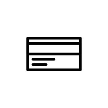 A minimalist black and white line drawing of a credit card, representing financial transactions and payment. Business and Management single line icon UI design. vector