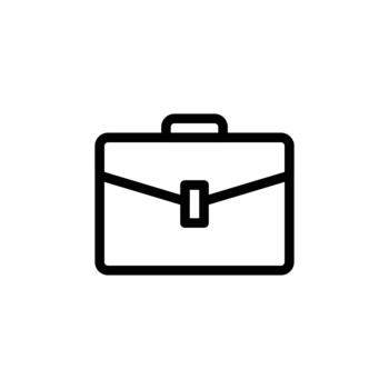 un minimalista negro contorno icono representando un maletín, simbolizando negocio y trabajar. negocio y administración soltero línea icono ui diseño. vector