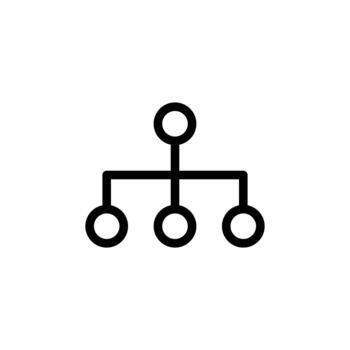 A minimalist line drawing of a hierarchical structure, representing an organization or network. Business and Management single line icon UI design. vector