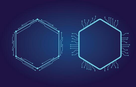 Futuristic Circuit Frame, Tech Hexagon Digital Interface Design vector