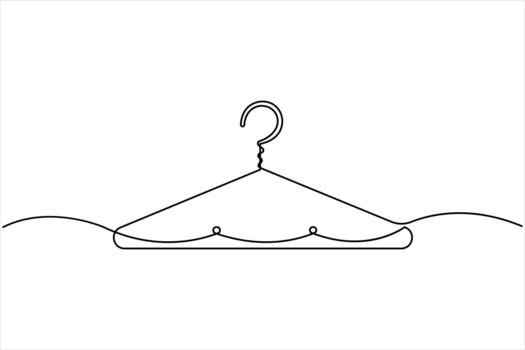 Continuous single line art drawing of clothes hangers icon in minimalist design isolate outline vector