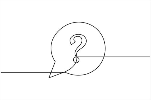 Single continuous line art drawing of icon style question mark vector