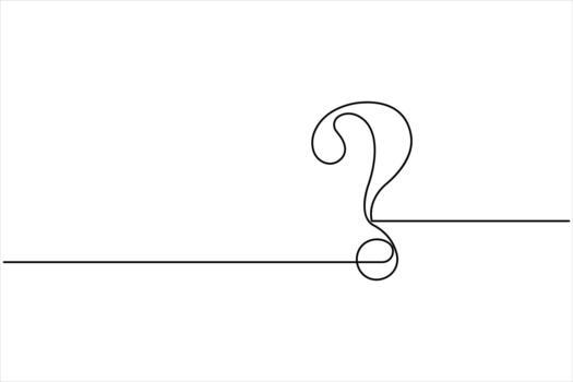 Question mark linear white background. Single continuous line art drawing of icon style question mark illustration vector