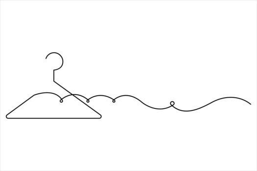 Continuous one line art drawing of clothes hangers icon in minimalist design isolate outline vector