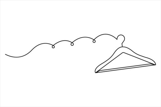 Continuous single line art drawing of clothes hangers icon in minimalist design isolate vector