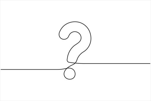 Single continuous line art drawing of icon style question mark illustration design vector