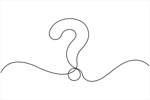 Question mark linear white background. One continuous line art drawing of icon style question mark illustration vector