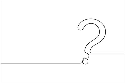 Question mark linear white background. One continuous line art drawing of icon style question mark vector