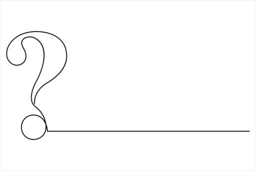 Question mark linear white background. One continuous line art drawing of icon style question mark illustration design vector