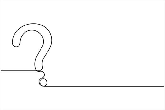 Question mark linear white background. Single continuous line art drawing of a question mark vector