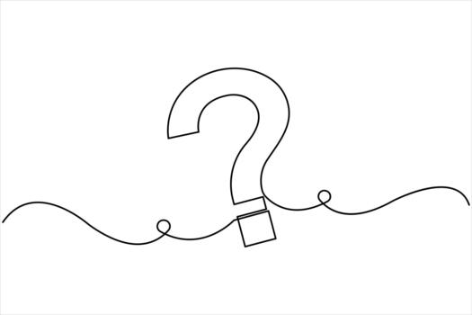 Question mark linear white background. Single continuous line art drawing of a question mark illustration vector