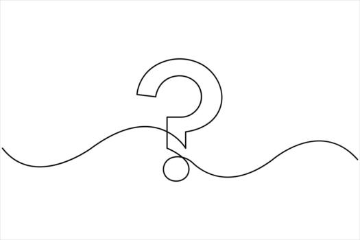 One continuous line art drawing of icon style question mark illustration vector