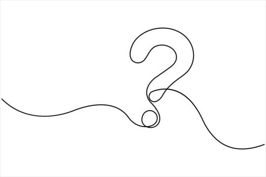 Question mark linear white background. One continuous line art drawing of a question mark vector