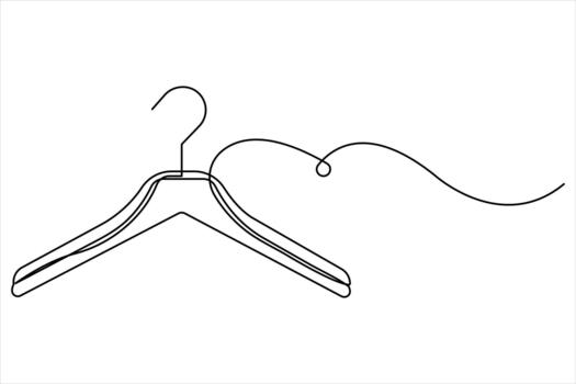 Continuous single line art drawing of clothes hangers icon in minimalist design isolate outline illustration vector