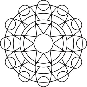 Abstract geometric atomic design with science and technology elements vector