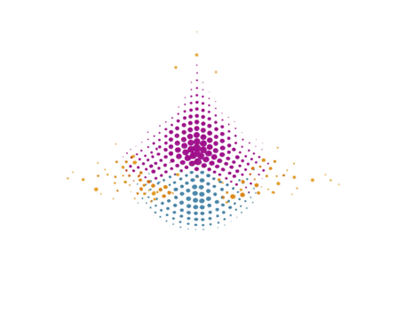 abstract meetkundig patroon met kleurrijk helling dots vormen symmetrisch vorm geven aan, modern digitaal kunst stijl, transparantie achtergrond, levendig en dynamisch zichtbaar effect png