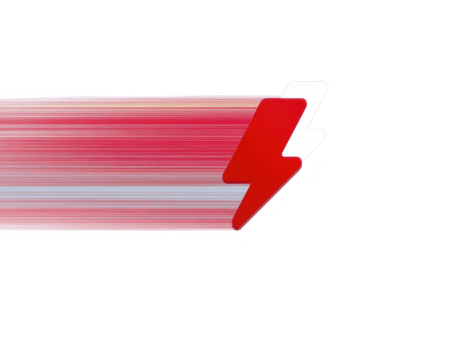 rojo relámpago tornillo icono con dinámica movimiento difuminar efecto, simbolizando velocidad, energía, y fuerza, en transparencia fondo, transporte sentido de urgencia y moderno tecnología png