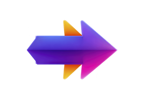 lila och rosa lutning pil med gul accent, 3d stil, isolerat på transparent bakgrund, modern och dynamisk design, symboliserar riktning och rörelse png