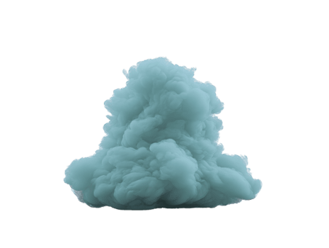 Light blue smoke cloud isolated on transparent background, soft and fluffy texture, abstract shape, dreamy and ethereal atmosphere, suitable for creative design or digital art projects png