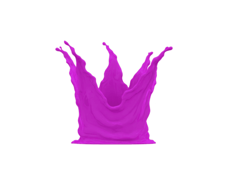 vivido magenta dipingere spruzzo isolato su trasparente sfondo, dinamico liquido corona forma, creativo astratto arte, energico e moderno design elemento, adatto per digitale o Stampa uso png