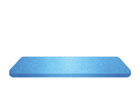 Blue rectangular foam pad isolated on transparent background features textured surface soft material and rounded corners ideal for exercise yoga or physical therapy routines png
