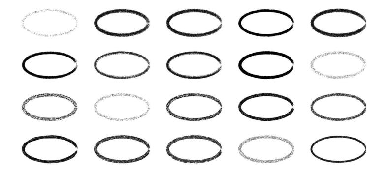 Collection of textured oval and circular frames on white background vector
