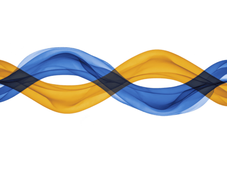 blå och gul abstrakt Vinka mönster, transparent överlappande kurvor, modern vätska design, dynamisk rörelse, kreativ bakgrund för teknologi eller företag begrepp png