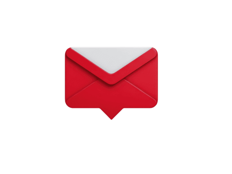 Red envelope icon with white flap 3D style isolated on transparent background symbolizing email message or notification modern communication digital correspondence cheerful and inviting png