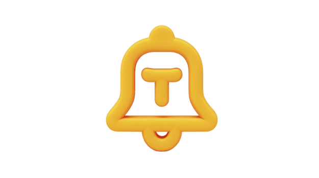 gul klocka ikon med modern, minimal stil, isolerat på transparent bakgrund, symboliserar underrättelse eller varna, lämplig för användare gränssnitt design, glad och inbjudande png