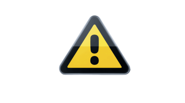Yellow warning triangle with black exclamation mark symbol, isolated on transparent background, used for caution, alert, hazard, or attention signs in safety and security contexts png