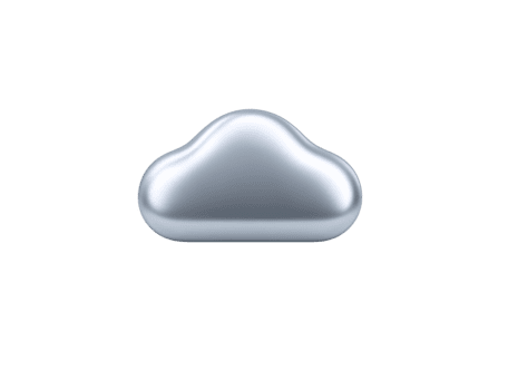 Shiny silver cloud icon metallic 3D style isolated on transparent background modern minimal design technology concept suitable for digital web or app interface futuristic and clean look png