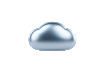 Metallic cloud icon silver color isolated on transparent background modern minimal design 3D rendering technology concept futuristic digital smooth surface shiny abstract creative illustration png