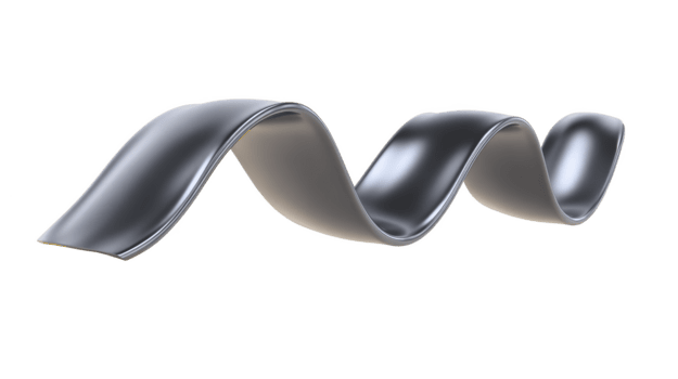 Abstract metallic ribbon, smooth curved shape, shiny silver surface, isolated on transparent background, modern 3D design, elegant and futuristic, creative art element png