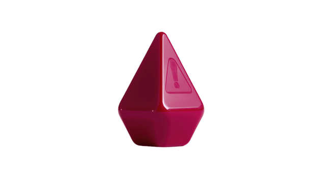 Red triangular warning icon with glossy surface, exclamation mark symbol, isolated on transparency background, used for alert, caution, or error notification in digital interfaces png