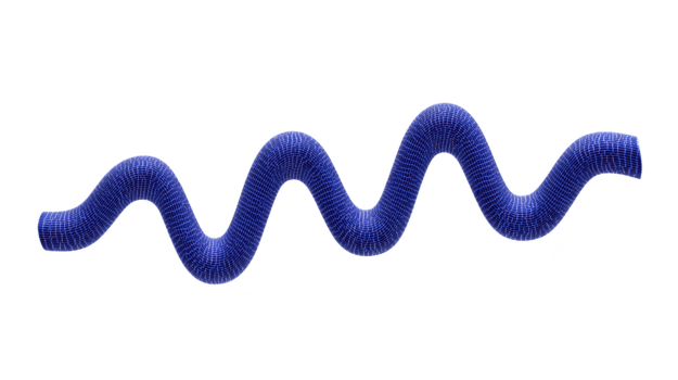 Blue wavy tube with mesh texture isolated on transparent background abstract flexible pipe modern design element creative 3D rendering dynamic shape futuristic engineering concept png