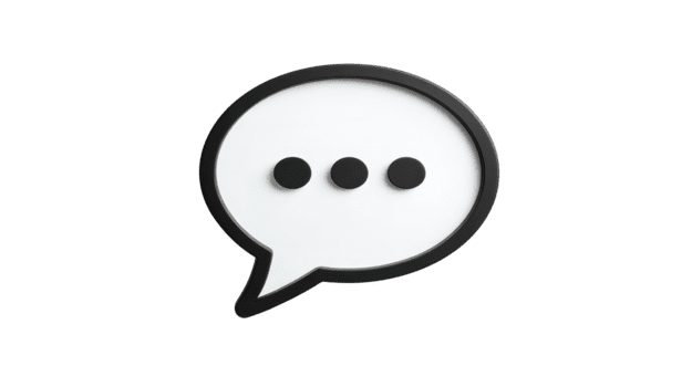 Speech bubble chat icon communication symbol message conversation dialogue black and white minimal 3D isolated modern digital web interface social media blank empty graphic design icon symbol sign png