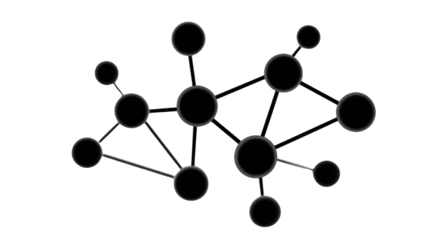 Rete diagramma con collegato cerchi, astratto struttura, nero nodi e linee, isolato su trasparenza sfondo, simboleggiante comunicazione, tecnologia, e dati flusso png