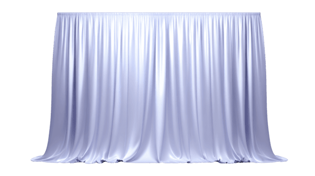 White curtain backdrop, elegant soft fabric drape with smooth folds, isolated on transparency background, perfect for stage, event, or photo shoot, creating calm and sophisticated atmosphere png