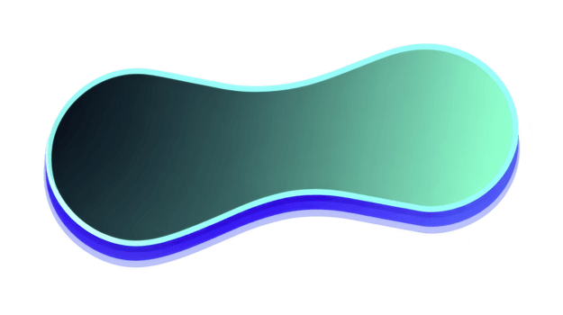 astratto blu verde forma fluido modulo moderno design lucido superficie 3d effetto pendenza colore creativo elemento isolato digitale arte futuristico stile png