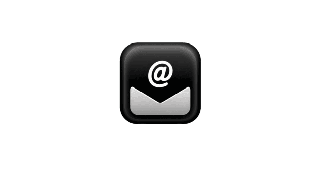 svart fyrkant ikon med vit e-post kuvert och på symbol, modern digital kommunikation symbol, isolerat på transparent bakgrund, lämplig för webb, app, eller användare gränssnitt design png